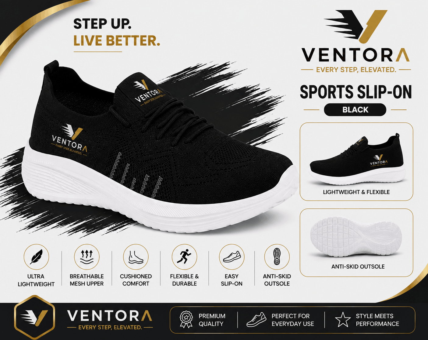 Comfort In Every Step Dark Black